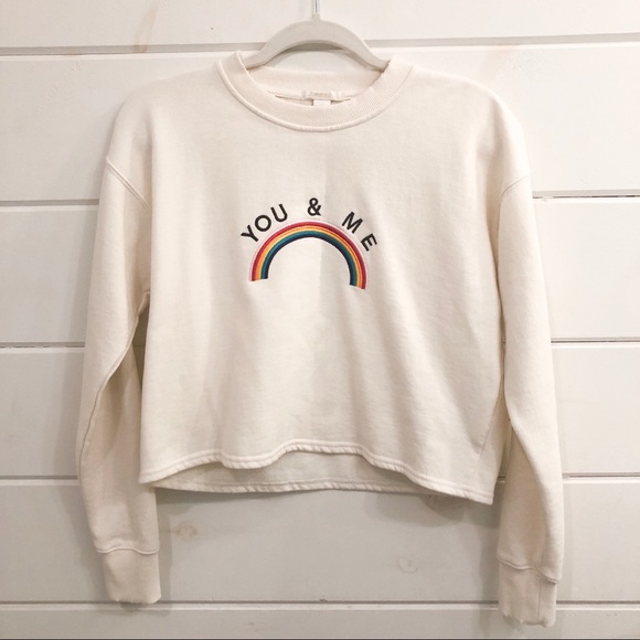Forever 21 Sweaters - Cropped Sweatshirt Rainbow Graphic “You & Me”